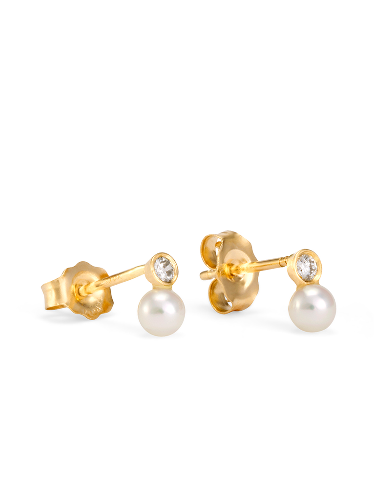 Pearl and White Diamond Studs