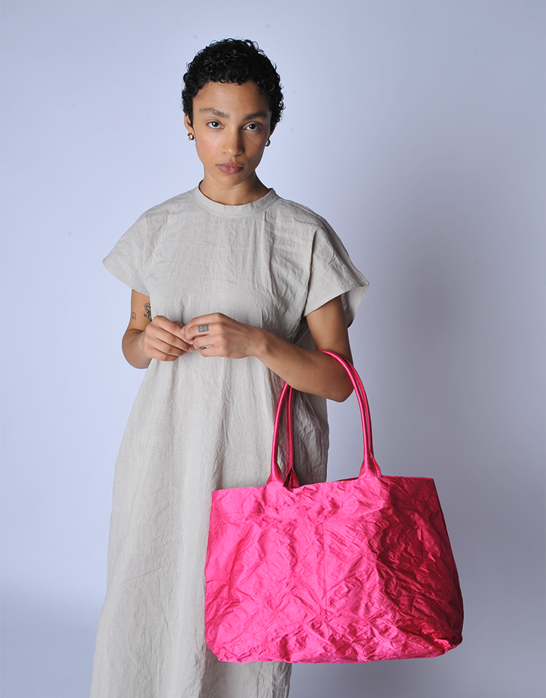 Fuschia Big Satin Tote - Roztayger