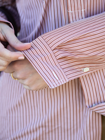 Brick and Ivory Striped Boyd Shirt - Roztayger