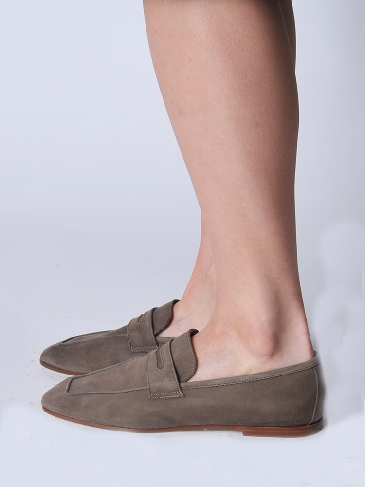 
                  
                    Taupe Essenziale Suede Loafers - Roztayger
                  
                