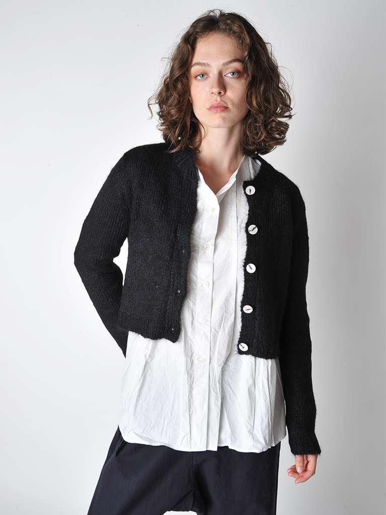 Black Wool Nickel Cardigan