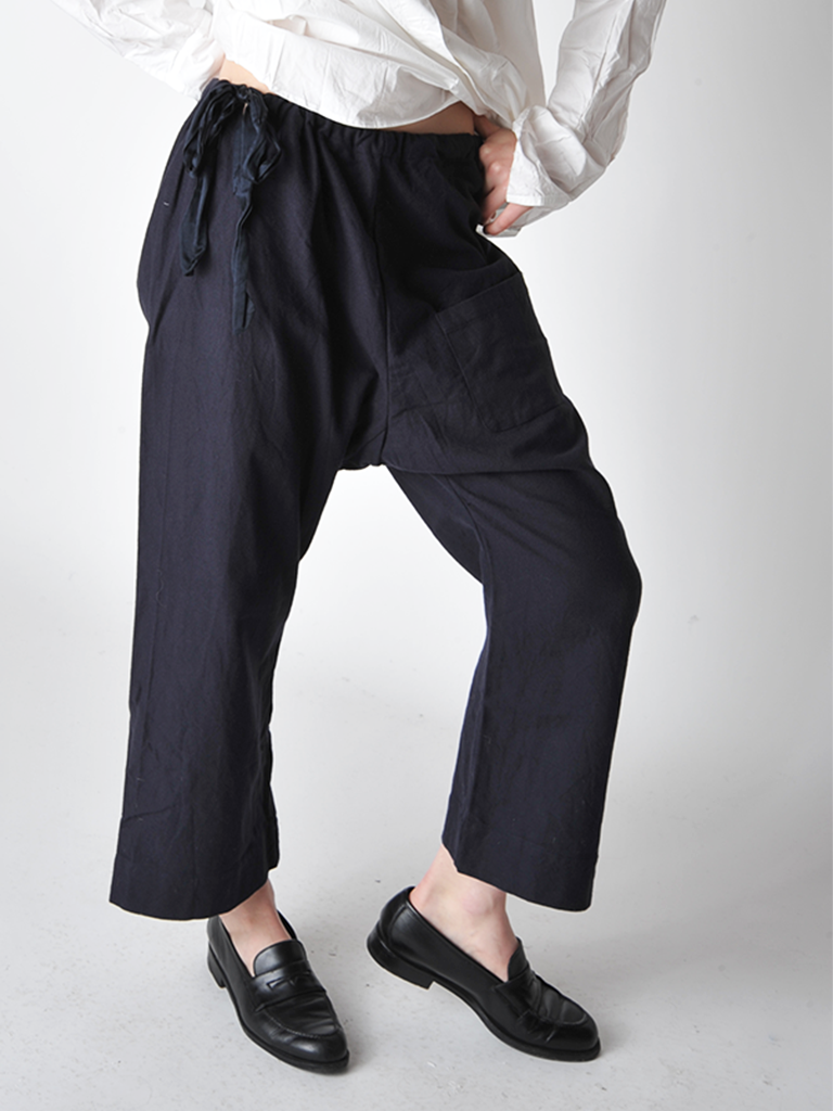 Dark Navy Cotton Flannel Japan Pants