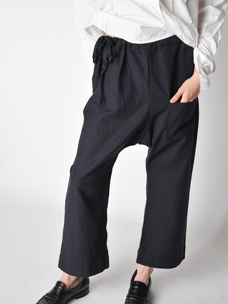 Dark Navy Cotton Flannel Japan Pants