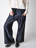 Dark Navy Satin Wide Leg Japanese Pants