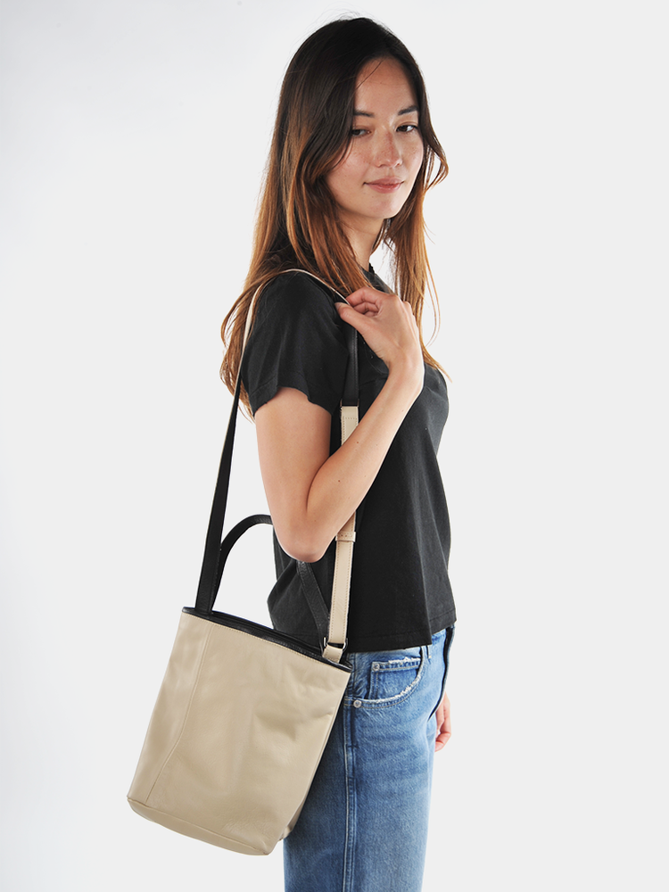 Trakatan Bags - Latte and Black Soft Bucket Bag - Roztayger