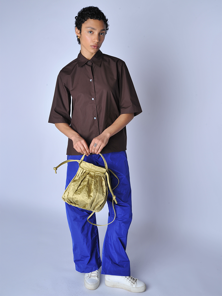 Olive Gold Satin Big Bounty Bag - Roztayger