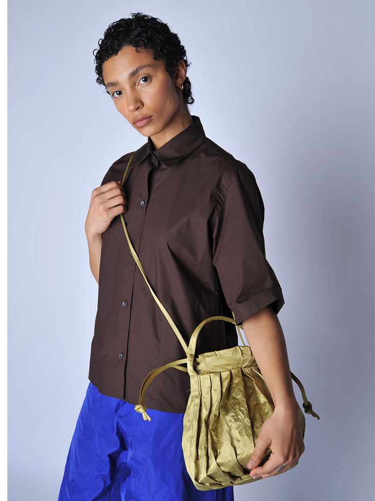 Olive Gold Satin Big Bounty Bag - Roztayger