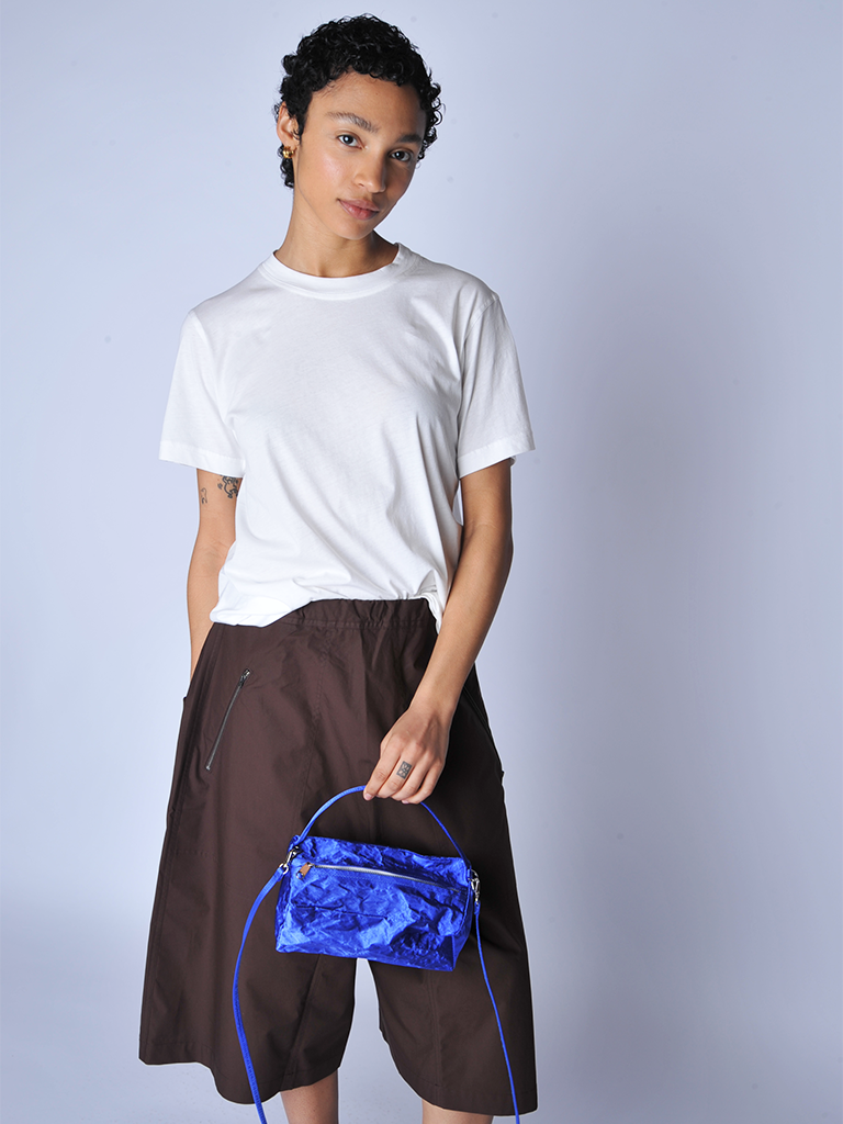 Mykonos Blue Satin Box Bag - Roztayger