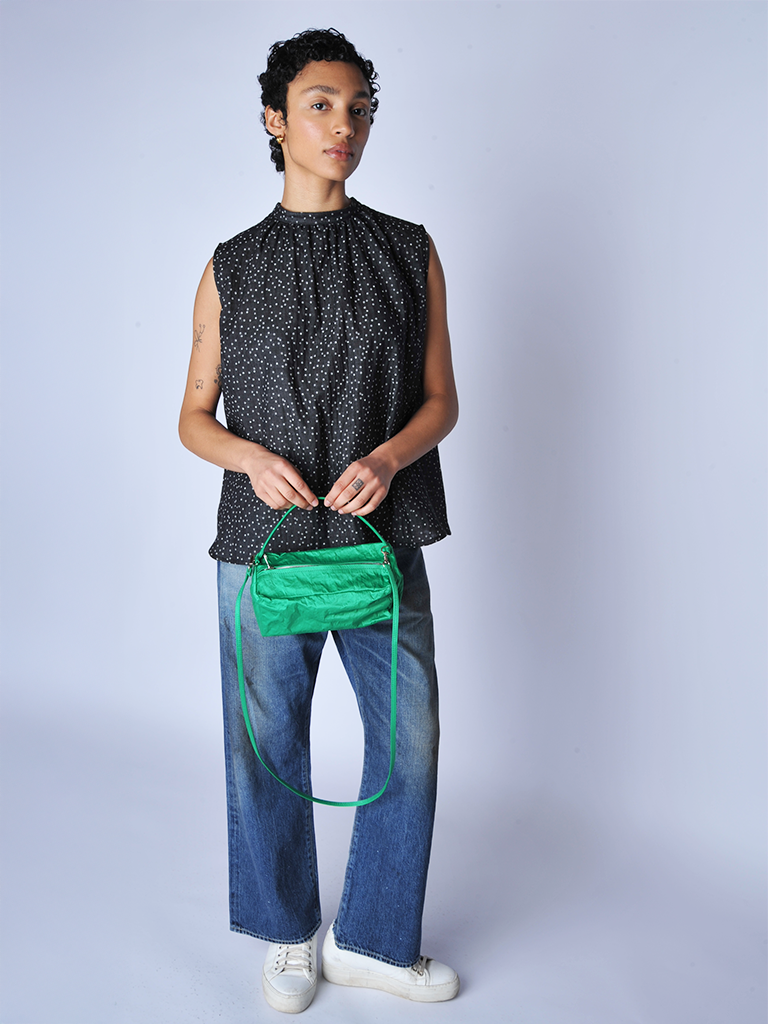 Green Satin Box Bag - Roztayger