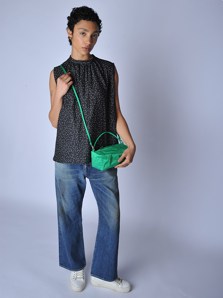 Green Satin Box Bag - Roztayger