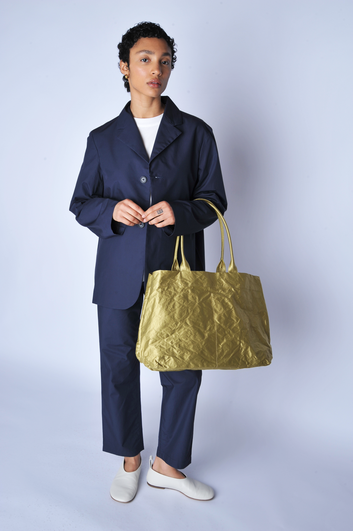 Olive Gold Big Satin Tote - Roztayger