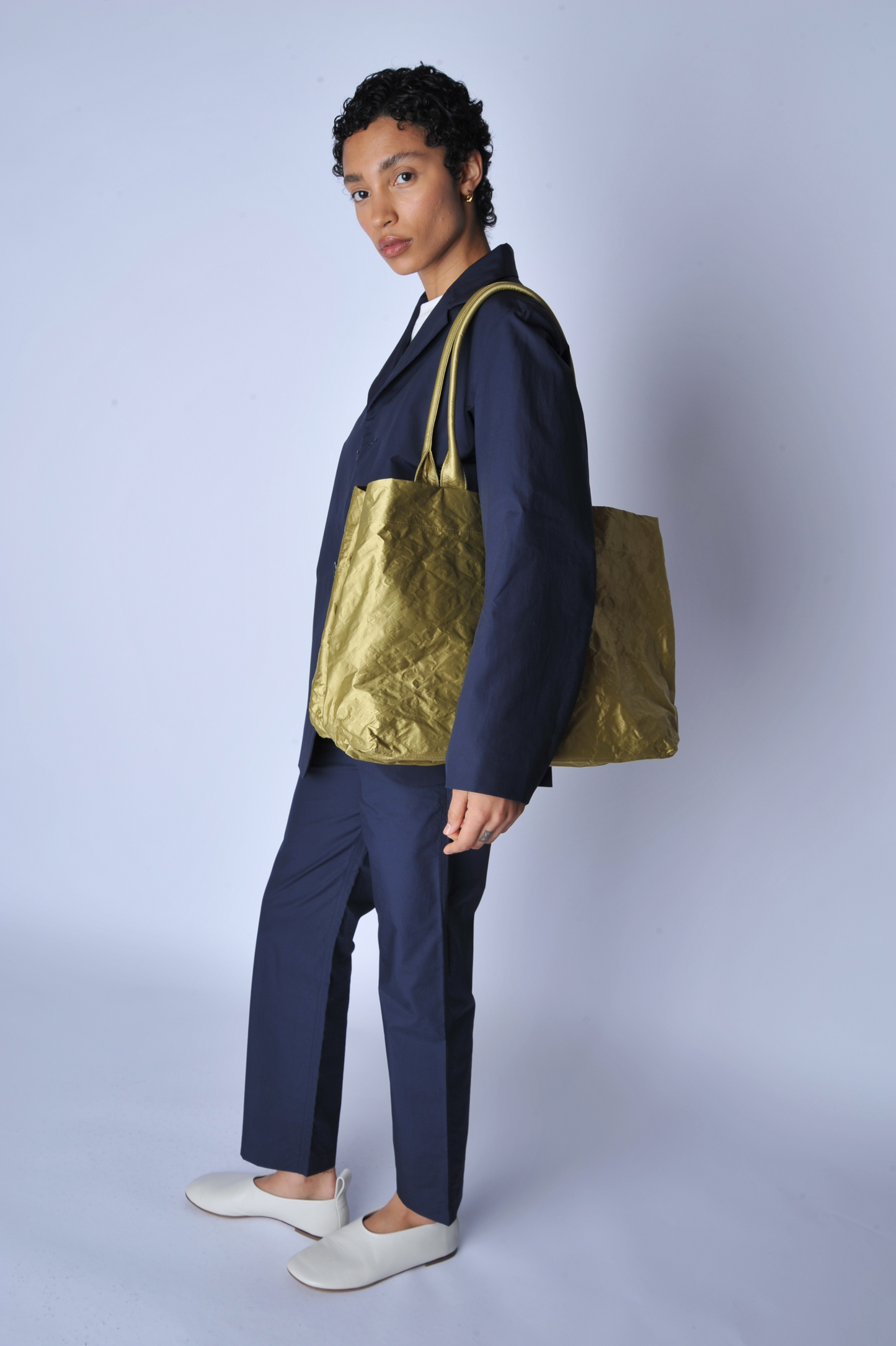 Olive Gold Big Satin Tote - Roztayger