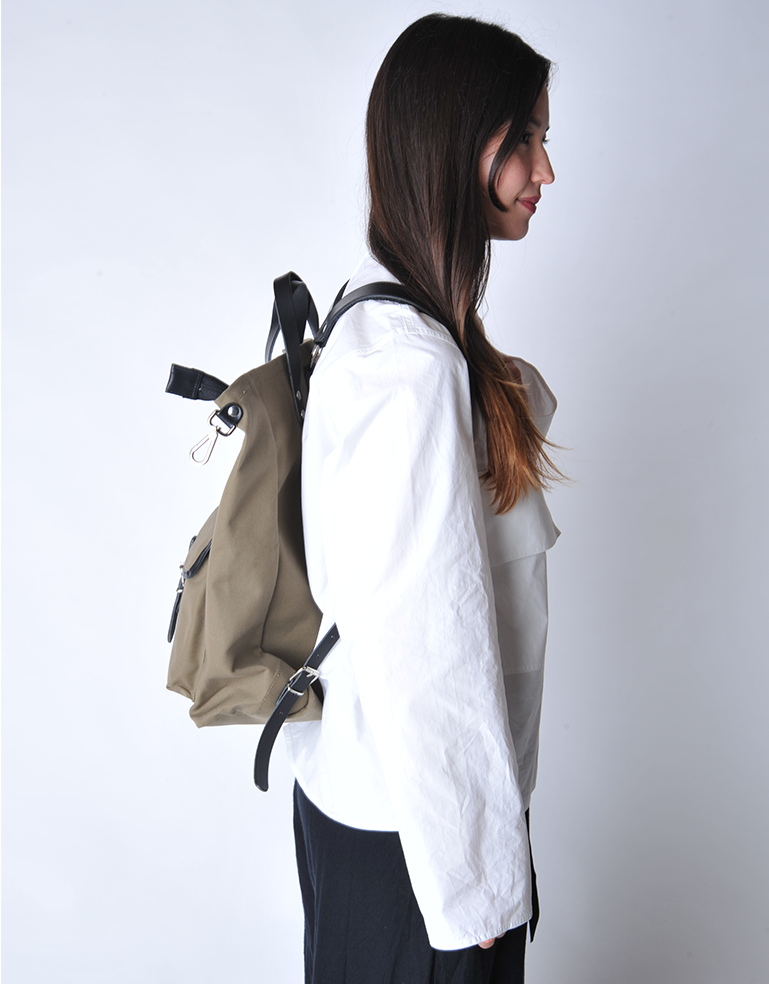 
                  
                    Olive Green and Black Canvas Rucksack - Roztayger
                  
                