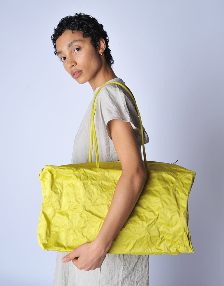 Lemon Satin Duffle Bag - Roztayger