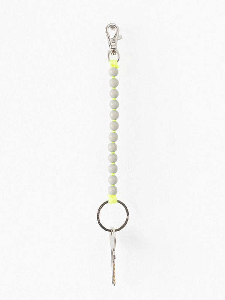 Grey and Neon Yellow Short Perlen Keychain - Roztayger