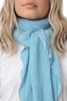 Aqua Blue Melange Knit Diamond Cashmere Scarf - Roztayger