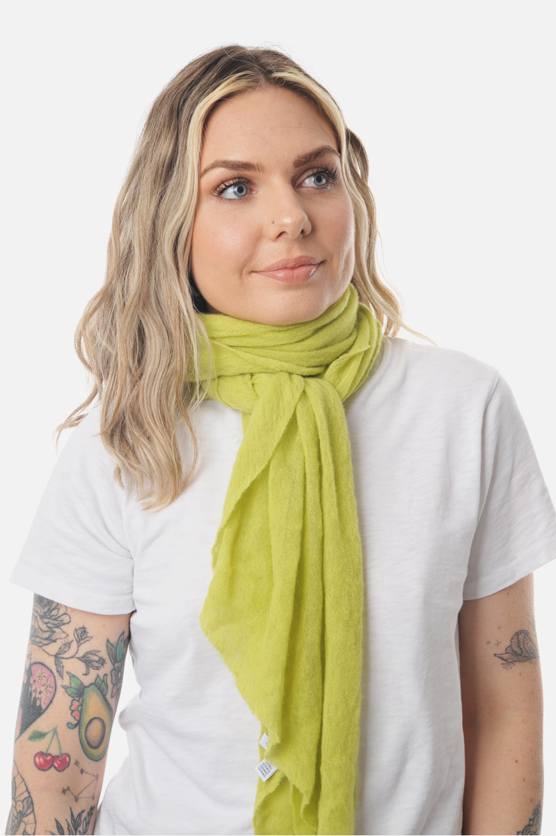 Chartreuse Classic Knit Diamond Cashmere Scarf - Roztayger