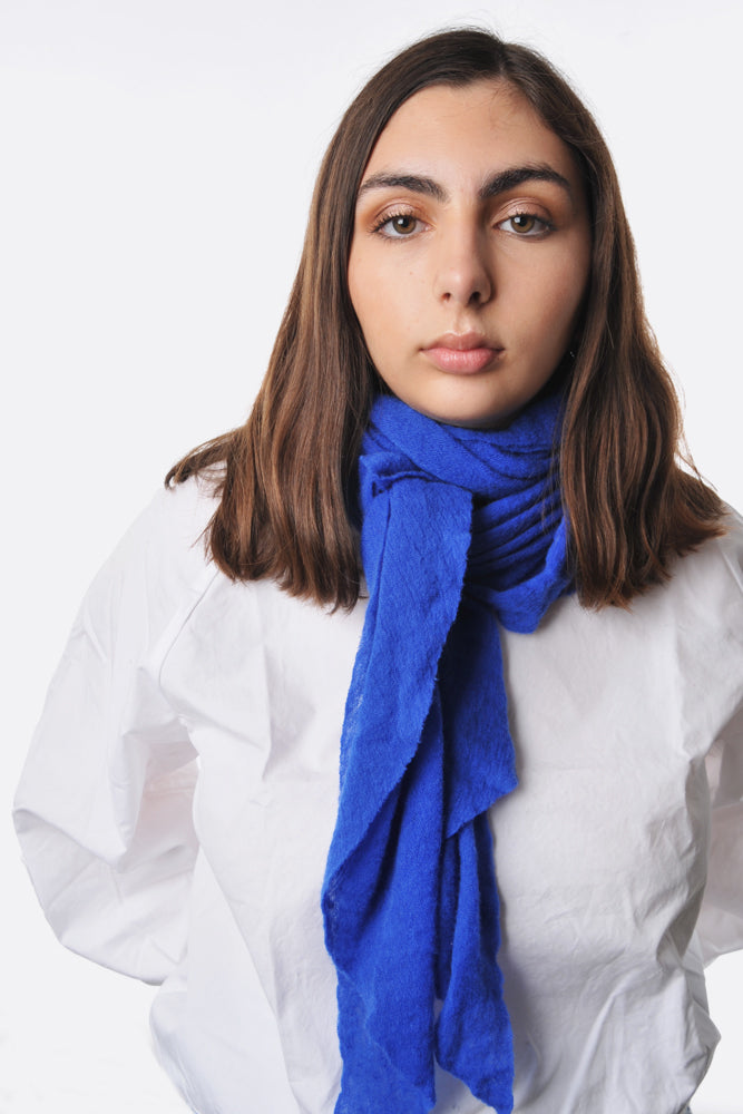 Bright Blue Diamond Shaped Cashmere Scarf - Roztayger