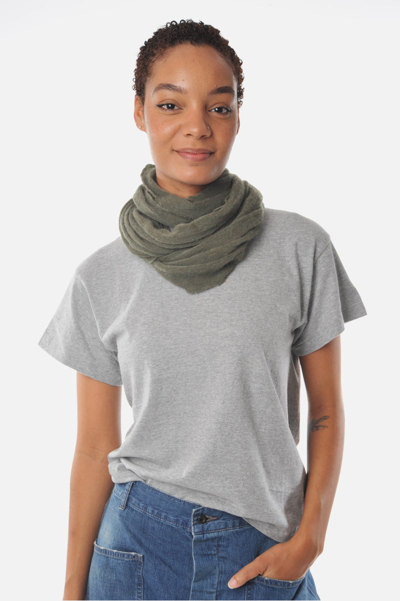 Olive Melange Cashmere Tube Scarf - Roztayger