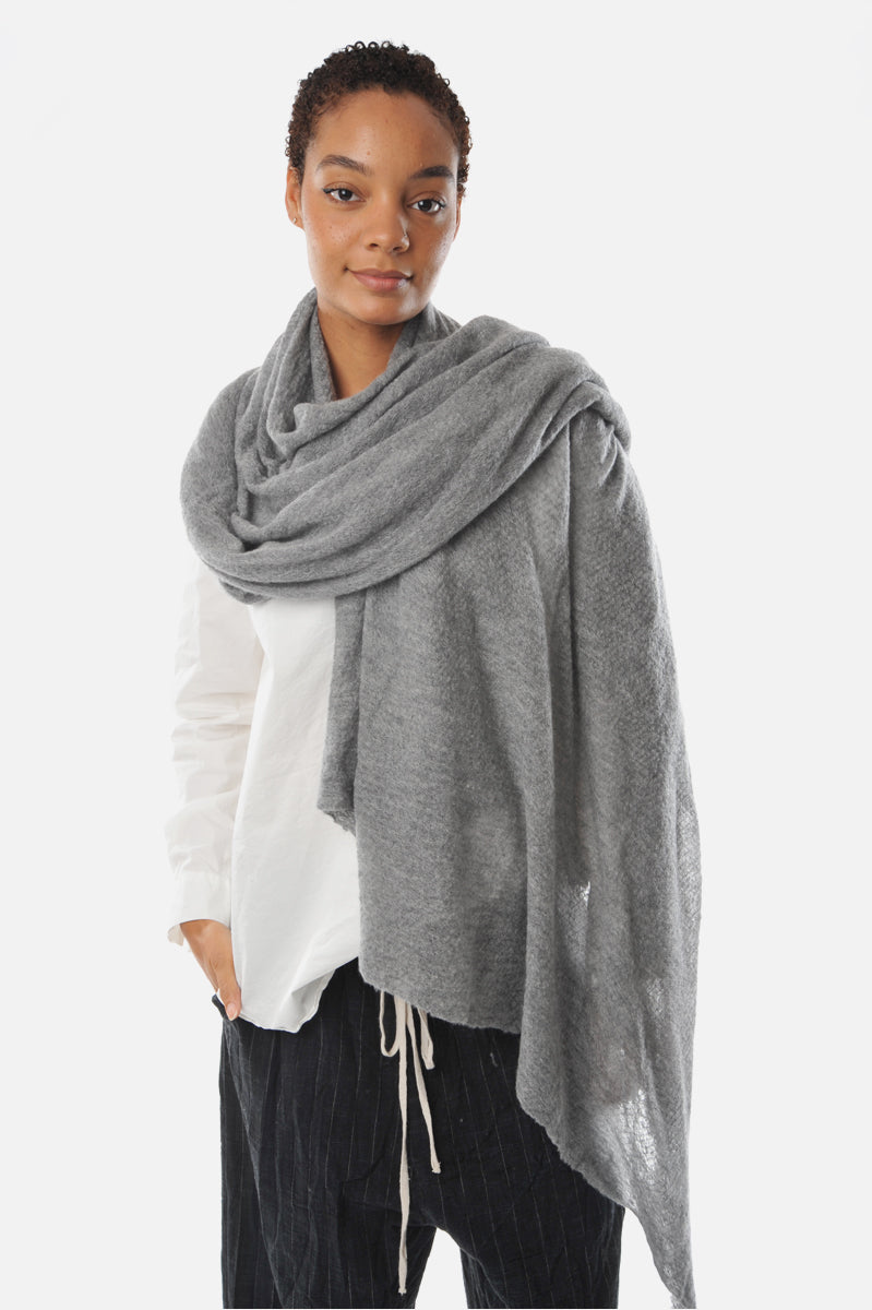 Grey Melange Barre Knit cashmere stole | Roztayger