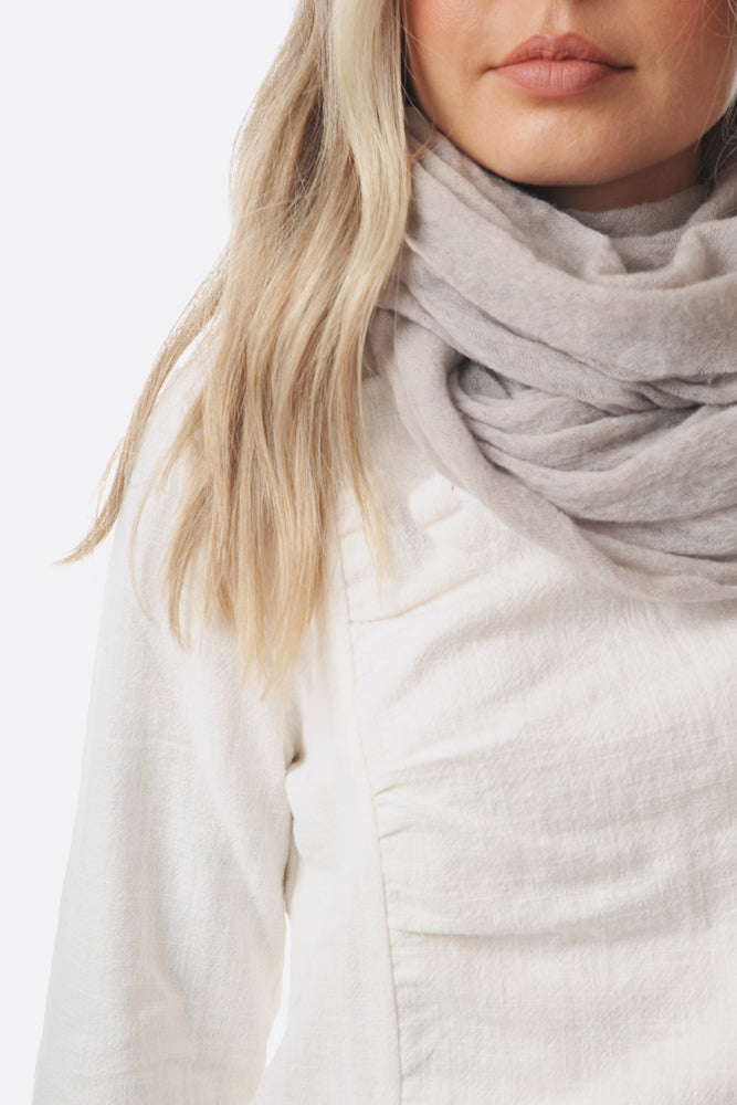 Thick Grey Cashmere Tube Scarf - Roztayger