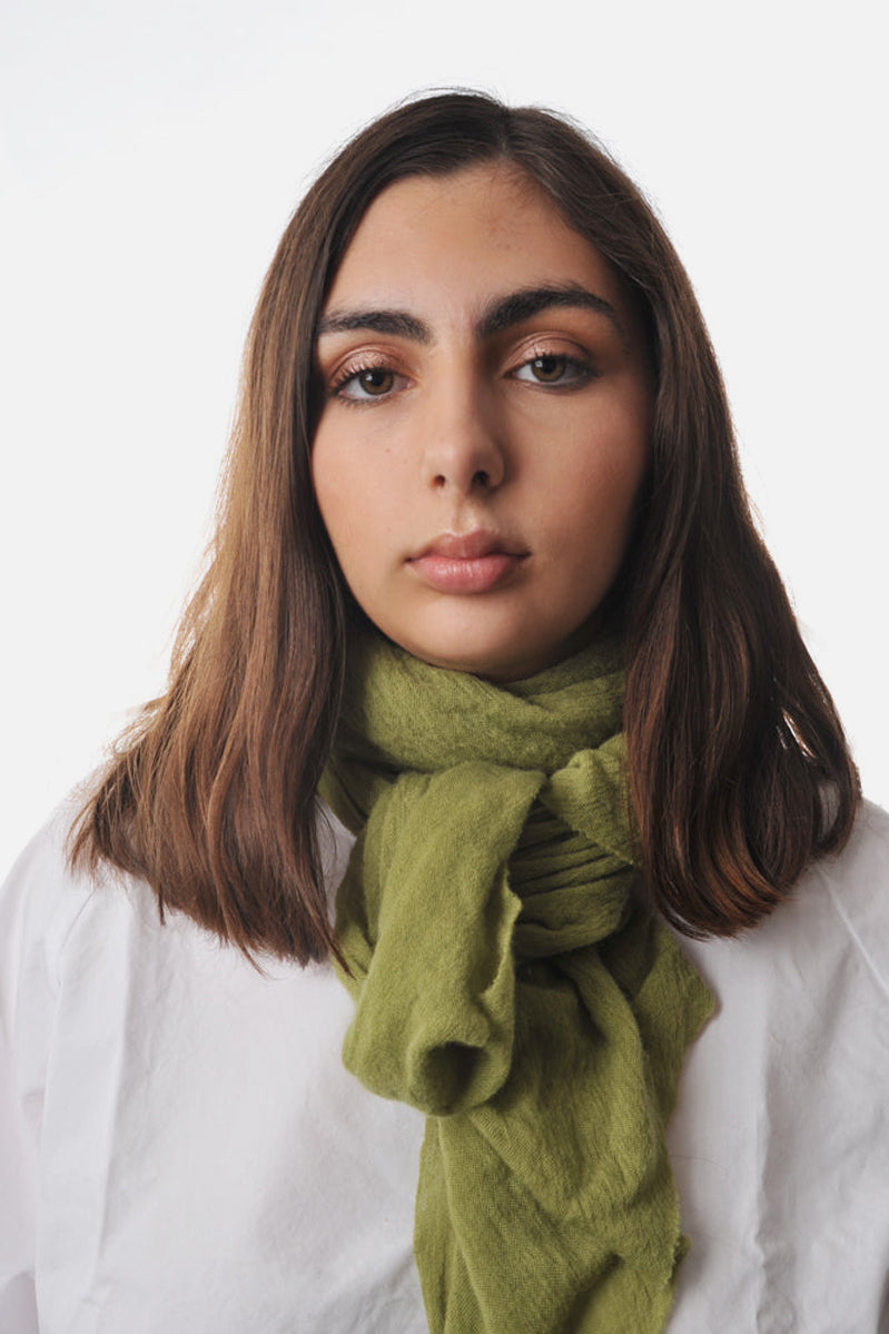 Bright Olive Diamond Shaped Cashmere Scarf - Roztayger