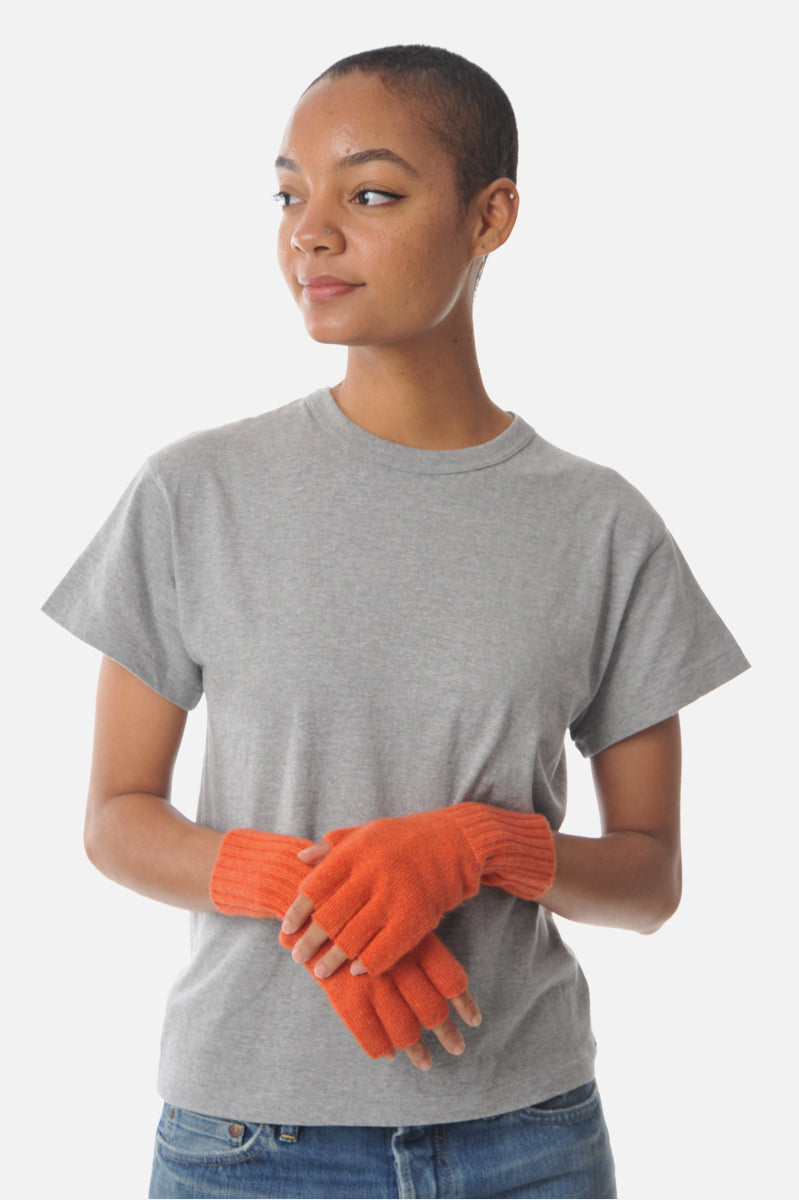 Orange Cashmere Fingerless Gloves - Roztayger